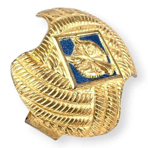 Cub Scout Neckerchief Slide Boy Scouts Tie Clip Blue Gold Toned Wolf Vintage BSA - Picture 5 of 10